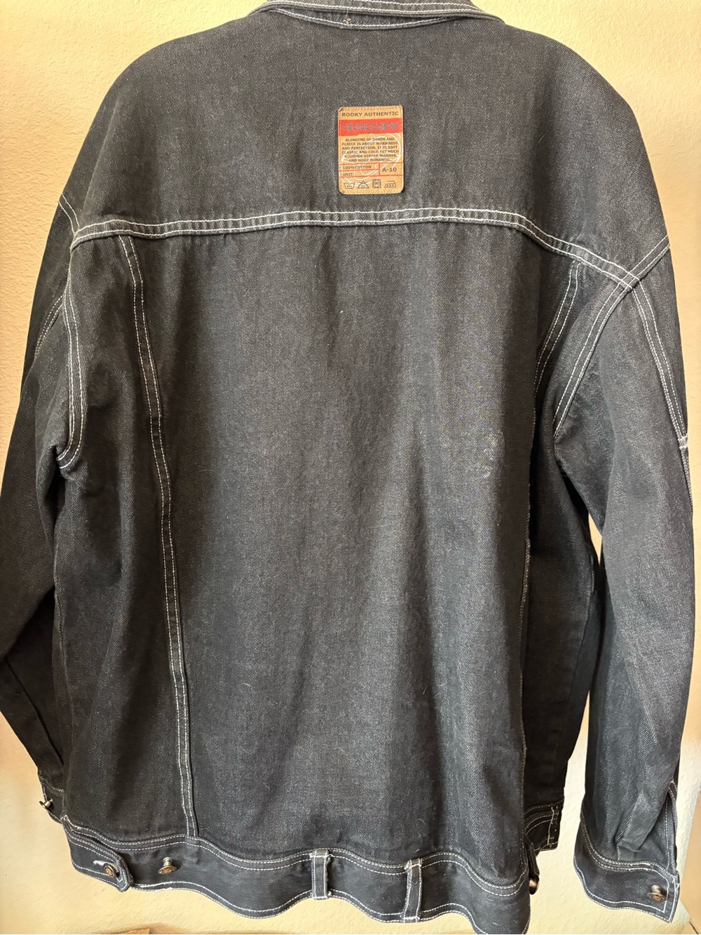 Vintage Rooky Authentic Men's Black Denim Trucker Jacket - Casual Workwear - Picture 2 of 6